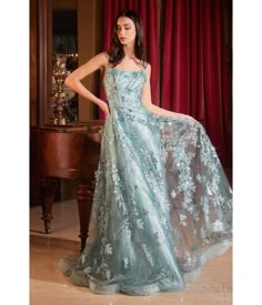 Cinderella Divine Sage Flower Sparkle Prom Gown - Unique Vintage - Womens, DRESSES, PROM AND SPECIAL OCCASION A Night In Italy Theme Dress, Cloud 9 Prom Dress, Recital Dress Voice, Whimsical Dress Prom, Aquarium Prom Dress, Enchanted Gown Prom, Secret Garden Prom Dresses, Christian Prom Dresses, Colorful Prom Dress