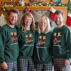 Celebrate the holidays in style with our Custom Family Christmas Sweatshirts! These cozy and festive sweatshirts are perfect for bringing the whole family together in matching holiday outfits. Made from soft, high-quality fabric, they keep you warm and comfortable during all your holiday festivities. Personalize each sweatshirt with your family name, a special message, or unique designs to make your Christmas memories even more special. Available in a variety of sizes for adults and kids, our cu Christmas Family Tshirt Ideas, Matching Holiday Outfits, Family Reunion Christmas, Family Christmas Sweatshirts, Christmas Sweatshirt Ideas, Family Christmas Sweaters, Christmas Shirts Family, Morning Family, Family Sweater