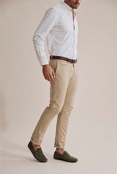 Tan Pants White Shirt Men, White And Tan Mens Outfit, White And Khaki Outfit Men, Khaki Pants White Shirt Men, White Shirt Beige Pants Men, Mens Khaki Pants Outfit Wedding, White Beige Outfit, Khaki Pants Outfit Men, Gray Gown