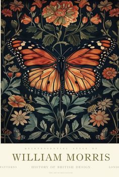 a book cover with an orange butterfly on it's wings, surrounded by flowers