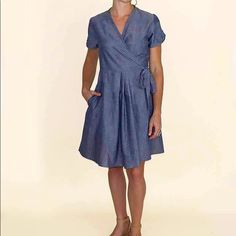 Nothing Says Classic And Timeless Better Than Chambray And A Wrap Dress. Whether You Are Off To Work Or Ready To Go Play On The Weekend, This Cotton Wrap Dress Has Got All The Right Moves, Plus It Has Pockets. Length: 37 Inches. Sizing Runs True To Size. Xs- 2, S-4-6, M-8-10, L-12-14, Xl-16. Made In India All The Right Moves, Cotton Wrap Dress, Fair Trade Clothing, India Design, Organic Cotton Clothing, Dresses Xxl, Cotton Clothing, Ikat Fabric, Perfect Gift For Her