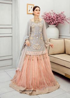 Organza Dress Designs Pakistani, Akbar Aslam, Boutique Design Ideas, Punjabi Dresses, Pakistani Dresses Online, Indian Bridal Dress, Chiffon Collection, Organza Dress, Party Kleidung