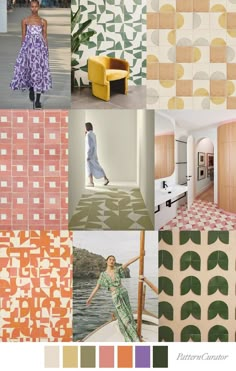 a collage of different colors and patterns