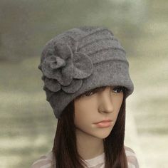 Gray felt wool hat, Felted winter hats, Womens felted hat, ladies felt hats, Felt wool hat lady, Fel Gray Felt Hat For Winter, Winter Felt Cloche Hat With Short Brim, Gray Fitted Felt Hat For Winter, Winter Felt Hat With Short Brim, Wool Felt Cap For Winter, Winter Felt Brimmed Cloche Hat, Winter Felt Cloche Hat With Brim, Brimmed Felt Cloche Hat For Winter, Winter Wool Cloche Felt Hat