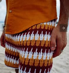 Crochet Bag For Men, Crochet Mens Shorts, Block Yoga, Crochet Mens, Mens Crochet, Crochet For Men, Masculine Clothing, Men Crochet