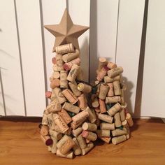 a christmas tree made out of wine corks