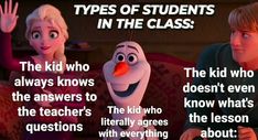 two children sitting on a couch with the caption types of students in the class