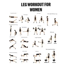 a woman doing various exercises for her body and arms, including the leg workout for women