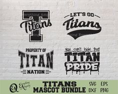 some type of lettering that is on the side of a brick wall and it says titans