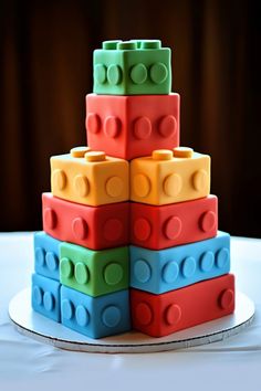 a stack of lego blocks sitting on top of a table