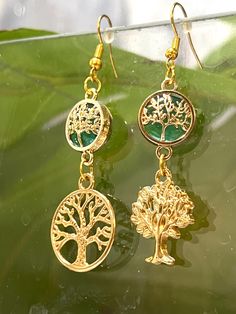 Elegant Tree of Life Drop Earrings for Women - 18K Golden Plated Stainless Steel Dangle Earrings for Daily Wear Earrings For Daily Wear, Gold And Green, Green Earrings, Tree Of Life, Earrings For Women, Jewelry Earrings Dangle, Women's Earrings, Etsy Earrings, Daily Wear