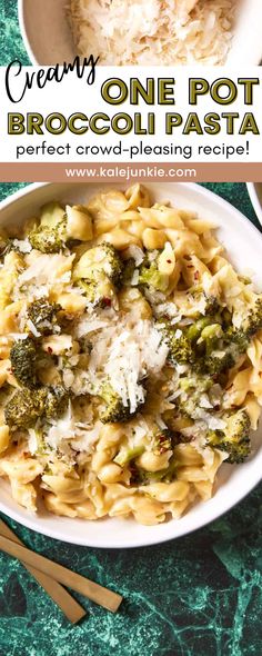 this creamy one pot broccoli pasta is the perfect crowd pleasing dish to serve