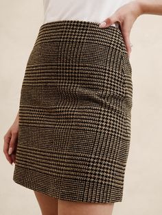 Wool-Blend Houndstooth Mini Skirt | Banana Republic Factory