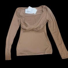 Bought From A Local Boutique.M But Has A Brand Name On It. Brand: Ninexis Size: Small Only One Available In This Style! Casual Foldover Top For Party, Casual Party Top With Foldover Style, Fitted Beige Top For Night Out, Beige Top For Night Out In Fall, Casual Fitted Blouse With Foldover Top, Fitted Casual Blouse With Foldover Top, Trendy Beige Tops For Night Out, Beige V-neck Top For Night Out, Local Boutique