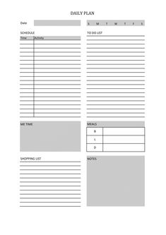 a daily planner is shown in the form of a blank sheet with lines on it