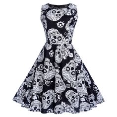 Halloween Vintage Skull Print Pin Up Dress - Black - 3O95495012 - Women's Clothing, Dresses, Retro Dresses  #RetroDresses #Women's #Clothing # #Dresses # #Retro #Dresses Lace Vintage Dress, Costume Women Halloween, Outfits Rock, Robes Vintage, Lace Dress Vintage, Costume Women, Outfit Shopping, Plus Size Halloween, Pin Up Dresses