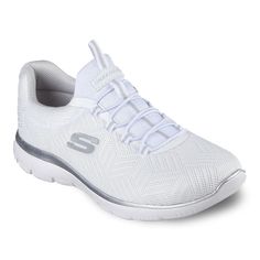 Climb to the height of sporty style and comfort wearing these Skechers Summits shoes.Click this FOOTWEAR GUIDE to find the perfect fit and more!Climb to the height of sporty style and comfort wearing these Skechers Summits shoes.Click this FOOTWEAR GUIDE to find the perfect fit and more!FEATURES Memory Foam full length cushioned comfort insole Bungee stretch fabric laced instep panel for easy slip on fit Lightweight flexible shock absorbing midsole Flexible traction outsoleDETAILS Manmade upper White Leather Sneakers Woman, White Skechers, Vegan Design, Skechers Memory Foam, Chic Sneakers, White Leather Sneakers, Athletic Style, Skechers Women, Comfort Wear