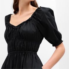 Gorgeous Corset Style Bodice. Too Large For Me. Would Be Great For A Wedding Or Any Event In The Summer. Could Lean A Little Goth Or Cottagecore. Has Some Stretch To It Because Of The Elastic. Also Has Pockets! Black Puff Sleeve Midi Dress For Spring, Black Summer Midi Dress With Gathered Neckline, Black Midi Dress With Gathered Neckline For Summer, Black Short Sleeve Midi Dress With Smocked Back, Black Mini Dress With Smocked Back And Square Neck, Black Midi Dress With Smocked Bodice For Daywear, Black Mini Dress With Smocked Back For Daywear, Fitted Black Midi Dress With Smocked Back, Elegant Short Sleeve Midi Dress By Gap