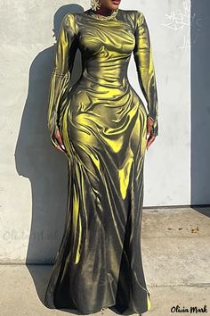 Olivia Mark - Stunning Party Dress with Maxi Length and Comfortable Fit Gold Dress Black Woman, Fits Aesthetic, Bandeau Tops, Trendy Fits, Printed Robe, High Waist Dress, Printed Long Dresses, Club Dress, Dress Bodycon