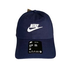 Nwt Unisex Nike Club Unisex Cap Hat In Navy Blue Size: S/M Color: Navy Blue Embroidered Logo Adjustable Buckle Strap Nike Sports Hats With Embroidered Logo, Nike Snapback Hat With Embroidered Logo, Nike Hat With Embroidered Logo And Curved Brim, Blue Cotton Baseball Cap With Embroidered Logo, Nike Adjustable Cotton Hat, Adjustable Nike Cotton Hat, Nike Cap With Embroidered Logo, Adjustable Cotton Nike Hat, Blue Dad Hat With Embroidered Logo