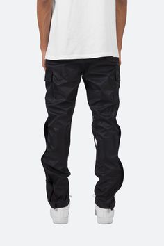 the Snap Zipper II Cargo Pants are designed with an updated relaxed fit throughout, improved, stiffer fabric, with cargo pockets at the side seam, 4 snap closures at the outseam with a zipper underneath the entire length, velcro closure at the leg opening and finished with a built in belt made of self material. details relaxed, tapered fit 100% nylon snaps and zipper at outseam model is 6’1, 140 lbs and wears a size 30 Long Outer, Chicago Winter, Fuzzy Cardigan, Fun Pants, Denim Patches, Snow Pants, Pair Of Pants, Grey Hoodie, Pants Black