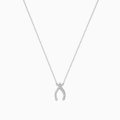 Novelty 14K White Gold Diamond Wishbone Necklace Wishbone Necklace, Effy Jewelry, Jewelry Stand, White Stone, White Gold Diamonds, Round Diamonds, Gold Diamond, Gold Metal, 14k Gold