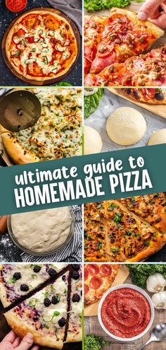 A collage of images of pizza, pizza dough, and pizza sauce. How To Cook Pizza Dough In Oven, Best Pizza Toppings Combinations, Homage Pizza, Blackstone Pizza Oven Recipes, Creamy Baked Mac And Cheese Recipe, Pizza Topping Ideas, Blackstone Pizza, At Home Pizza, Making Pizza At Home