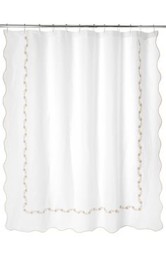 Bring a delicate cottagecore aesthetic to your bathroom with this scalloped linen shower curtain featuring an embroidered inset border of trailing flowers. 72" square 2.6 lb. 100% linen Machine wash, tumble dry Imported Linen Shower Curtain, Trailing Flowers, Cottagecore Aesthetic, Tumble Dryer, Gift Shop, Shower Curtain, Nordstrom, Curtains, Shower