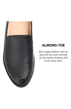 This menswear inspired loafer features a collapsible heel counter so you can transform it into a mule. 0.5" heel Round apron toe Slip-on Collapsible heel counter Vegan leather upper, manmade sole Imported Classic Synthetic Slip-ons For Fall, Synthetic Slip-ons For Business Casual In Fall, Business Synthetic Flat Loafers, Business Casual Synthetic Slip-ons For Fall, Fall Synthetic Flat Loafers, Business Flat Synthetic Loafers, Fall Synthetic Slip-ons For Office, Fall Office Slip-ons In Synthetic Material, Fall Synthetic Loafers With Flat Heel