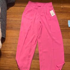 Target Pink Pants Great Material Never Worn With Tags Target Fitted Bottoms For Spring, Summer Fitted Bottoms By Target, Fitted Summer Bottoms From Target, Fitted Spring Bottoms From Target, Fitted Spring Bottoms By Target, High Waist Pink Dress Pants For Spring, Chic Pink Tapered Leg Bottoms, Target Fitted Casual Bottoms, Spring Pink Straight Leg Dress Pants