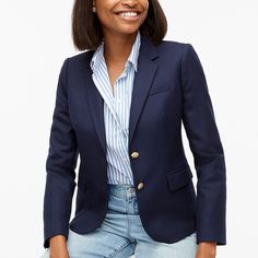 Semi-formal Blazer With Lapel Collar, Career Button-up Blazer With Welt Pockets, Professional Fall Blazer For Career, Professional Fall Career Blazer, Single Button Blazer For Fall, Classic Button-up Blazer For Career, Classic Button-up Career Blazer, Professional Notch Lapel Blazer For Fall, Professional Blazer With Button Closure For Fall