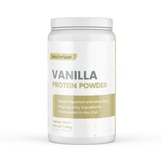 vanilla protein powder on a white background