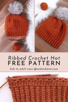 the ribbed crochet hat is free pattern