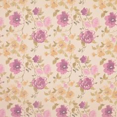 an old wallpaper with pink and yellow flowers on it