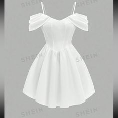 Brand New Never Been Worn / White Off Shoulder Spaghetti Strap Corset Top Short Dress With Zipper / Size 8/10 Off White Dama Dresses, Dresses For Hoco Short, White Short Dresses Formal, White Poofy Dress Short, White Graduation Dress Middle School, Short Puffy Corset Dress, White Corset Dresses, Off White Short Dress, Hoco Dresses Corset Top