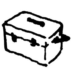 a black and white drawing of a box