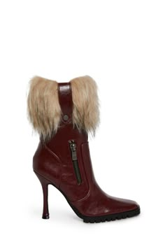 base|red Fur Boot Covers, Aka Christmas, Cave Girl, Stiletto Heel Boots, Current Mood Clothing, Kitten Heel Ankle Boots, Burgundy Boots, Fur Heels, Red Dolls