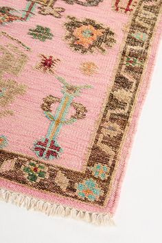 Not sure which rug to choose? Read our guide to find the perfect fit for your space. | Niantic Hand-Knotted Wool Pink Rug by Anthropologie, Size: 3 X 5, Polyester/Cotton/Wool Area Rugs In Bedroom, Pink And Green Rug, Magic Carpet Ride, Chic Rug, Pink Area Rug, Magic Carpet, Modern Love, Cotton Wool, Pink Rug