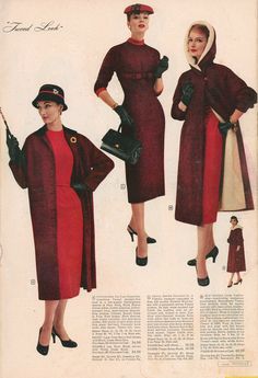 1950s Clothes, 1950s Outfits, Sewing Things, Montgomery Ward, Vintage Winter, 50s Fashion, 1950s Fashion, Vintage Holiday, Fashion History