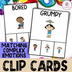 matching complex emotions clip cards for kids