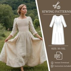 the sewing pattern for this dress is easy to sew, and has long sleeves