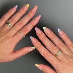 Multicolor Nails, 2024 Ideas, Nagel Tips, Nails Spring, Stick On Nails, False Nail, Artificial Nails