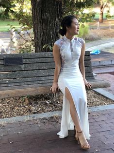 Marilyn Dress Chinese Wedding Dresses, White Cheongsam, Cheongsam Wedding, Classic White Dress, Qi Pao, Chinese Wedding Dress, Princesa Peach, Rustic Wedding Dresses, Qipao Dress