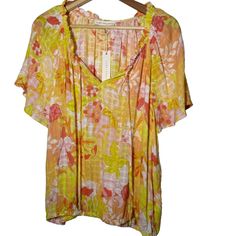 See Pictures For Measurements. Nice, Lightweight Rayon Fabric. Flowy Orange Blouse For Vacation, Orange Flowy Top For Summer, Flowy Orange Summer Top, Flowy Orange Summer Blouse, Flowy Orange Blouse For Summer, Flowy Orange V-neck Blouse, Orange Relaxed Fit Blouse For Vacation, Orange Relaxed Fit Blouse For Day Out, Flowy Orange Top For Vacation