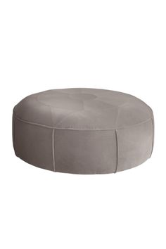 Round Gray Velvet Ottoman | Andrew Martin Wyatt | Oroa.com