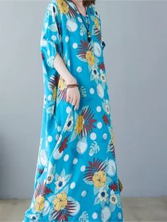 In limited supply!!! Vibrantly floral printed v-neck short-sleeve mu-mu loose fit dress kaftan maxi dress. Beautiful style. Easy & effortless to wear.

2-day processing. Shipped in 4-7 days. Spring Floral Print V-neck Kaftan, Casual Flowy Kaftan With Short Sleeves, Casual Flowy Short Sleeve Kaftan, Casual Short Sleeve Flowy Kaftan, Casual Floral Print Kaftan For Summer, Casual Maxi Dress With Floral Print And Kimono Sleeves, Short Sleeve Summer Kaftan For Spring, Short Sleeve Kaftan For Spring And Summer, Spring Casual Maxi Length Kaftan