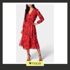 in stock Long Sleeve Chiffon Dress, Romantic Floral Print, Women Dress Online, Comfortable Loungewear, Winter Floral, Chiffon Midi Dress, Daytime Dresses, Wrap Midi Dress, Chiffon Long Sleeve