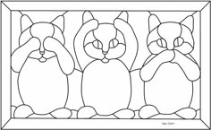 an image of three cats in a stained glass window