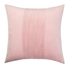 a pink pillow with pleated lines on the front and back, it has a light pink