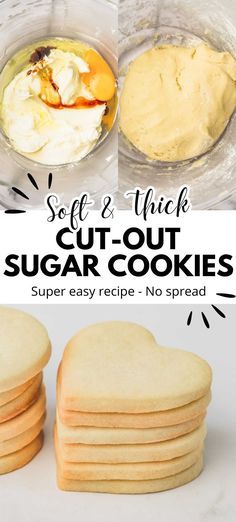 Unleash your inner baker with our super easy recipe for soft & thick cut out sugar cookies! This fail-proof recipe ensures your cookies hold their shape perfectly, with no spreading during baking. Crafted to perfection, these cookies are the epitome of sweetness and delight. Ideal for decorating or enjoying on their own, it's the best recipe you'll ever need for irresistible cut out sugar cookies! Two Sisters Crafting Sugar Cookies, Homemade Cut Out Sugar Cookies, Roll And Cut Sugar Cookies, Recipe For Cut Out Sugar Cookies, Best Sugar Cookie Recipe Cutout With Almond Extract, Cutout Cookie Dough Recipe, The Best Sugar Cookies Recipe, Best Cookie Recipe For Cutouts, Yummy Sugar Cookie Recipe